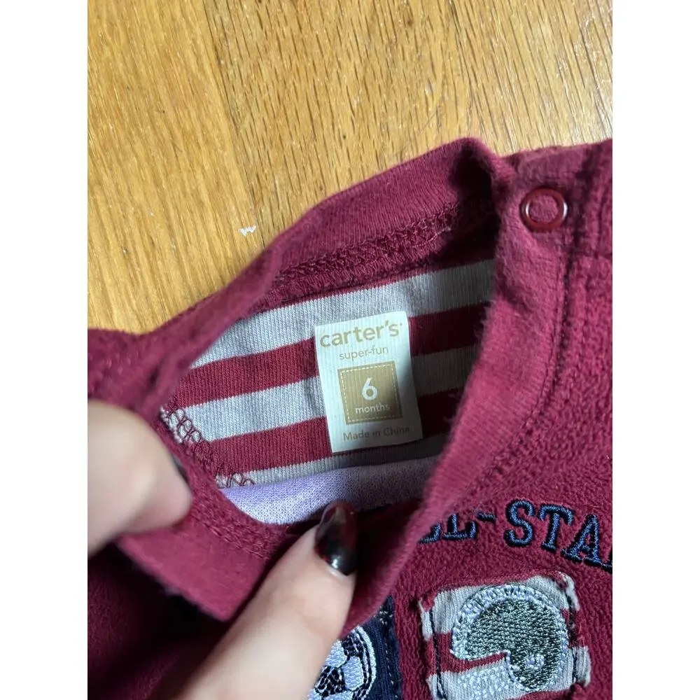 Carter's fleece pullover 6 months, burgundy, 